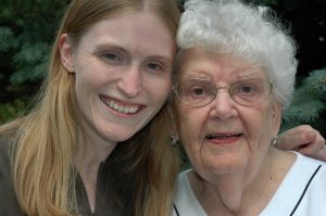Annie pictured with Marj Leegard, her "appended grandma," in 2005.